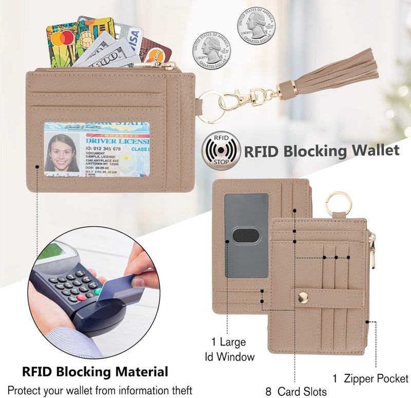 KNGITRYI حافظة مفاتيح مع سوار للنساء، حافظة بطاقات ائتمان رفيعة بتقنية RFID، حافظة نقود مع سلاسل مفاتيح، حلقة مفاتيح للرجال والنساء - Image 5